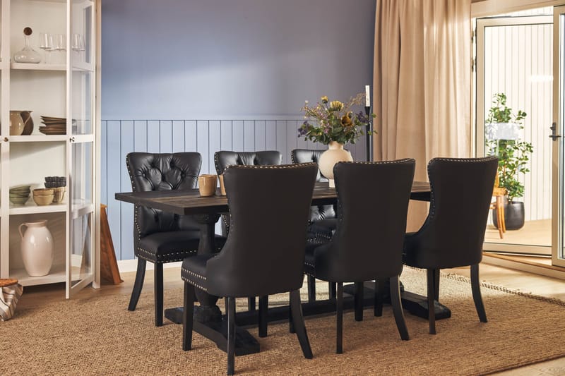 Dijon Matgrupp 200 cm inkl 6 Bergviken Stolar Konstläder - Brun - Möbler - Bord & matgrupp - Matgrupp