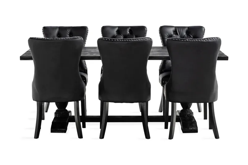 Dijon Matgrupp 200 cm inkl 6 Bergviken Stolar Konstläder - Brun - Möbler - Bord & matgrupp - Matgrupp