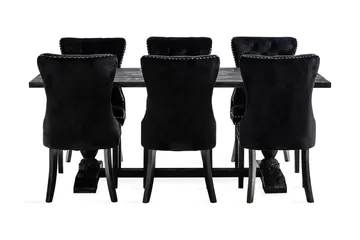 Dijon Matgrupp 200 cm inkl 6 Bergviken Stolar Sammet - Brun / Svart / Sammet - Förvaring - Förvaringsmöbler - Sideboard & skänk