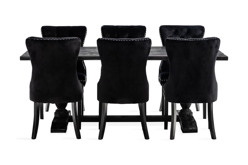 Dijon Matgrupp 200 cm inkl 6 Bergviken Stolar Sammet - Brun / Svart / Sammet - Förvaring - Förvaringsmöbler - Sideboard & skänk