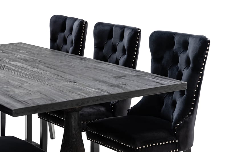 Dijon Matgrupp 200 cm inkl 6 Bergviken Stolar Sammet - Brun / Svart / Sammet - Förvaring - Förvaringsmöbler - Sideboard & skänk