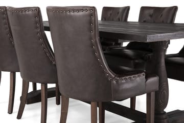 Dijon Matgrupp 200 cm med 6 Tuva Fåtölj - Vintage Trä / Brun Pu - Möbler - Bord & matgrupp - Matgrupp