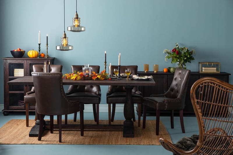 Dijon Matgrupp 200 cm med 6 Tuva Fåtölj - Vintage Trä / Brun Pu - Möbler - Bord & matgrupp - Matgrupp