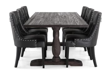 Dijon Matgrupp 200 cm med 6 Tuva Fåtölj - Vintage Trä / Svart Pu - Möbler - Bord & matgrupp - Matgrupp