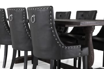 Dijon Matgrupp 200 cm med 6 Tuva Fåtölj - Vintage Trä / Svart Pu - Möbler - Bord & matgrupp - Matgrupp