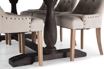 Dijon Matgrupp 200 cm med 6 Viktoria Fåtölj - Vintage Trä / Beige Trä - Möbler - Bord & matgrupp - Matgrupp