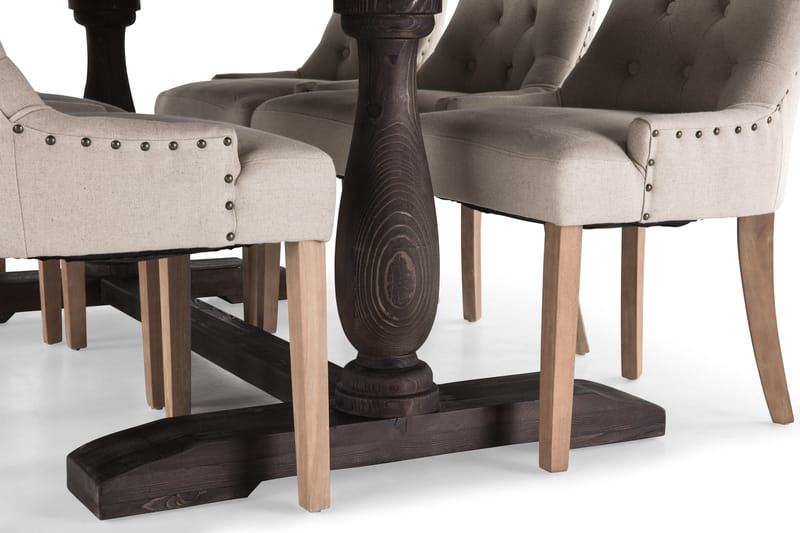 Dijon Matgrupp 200 cm med 6 Viktoria Fåtölj - Vintage Trä / Beige Trä - Möbler - Bord & matgrupp - Matgrupp