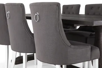 Dijon Matgrupp 200 cm med 6 Viktoria Fåtölj - Vintage Trä/Grå/Vit - Möbler - Bord & matgrupp - Matgrupp