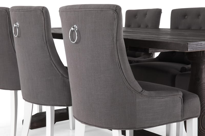 Dijon Matgrupp 200 cm med 6 Viktoria Fåtölj - Vintage Trä/Grå/Vit - Möbler - Bord & matgrupp - Matgrupp