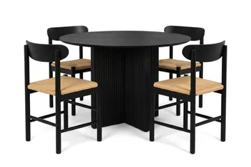 Edda Matgrupp runt 110 cm Svart med 4 Malte Matstolar - Möbler - Bord & matgrupp - Matgrupp