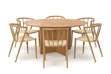 Edda Matgrupp runt 150 cm Ek med 6 Winston Matstolar - Ek - Möbler - Bord & matgrupp - Matgrupp