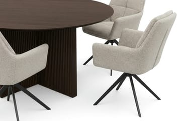 Edda Matgrupp runt 150 cm Rökt Ek med 6 Torsby Matstolar - Rökt ek - Möbler - Bord & matgrupp - Matgrupp