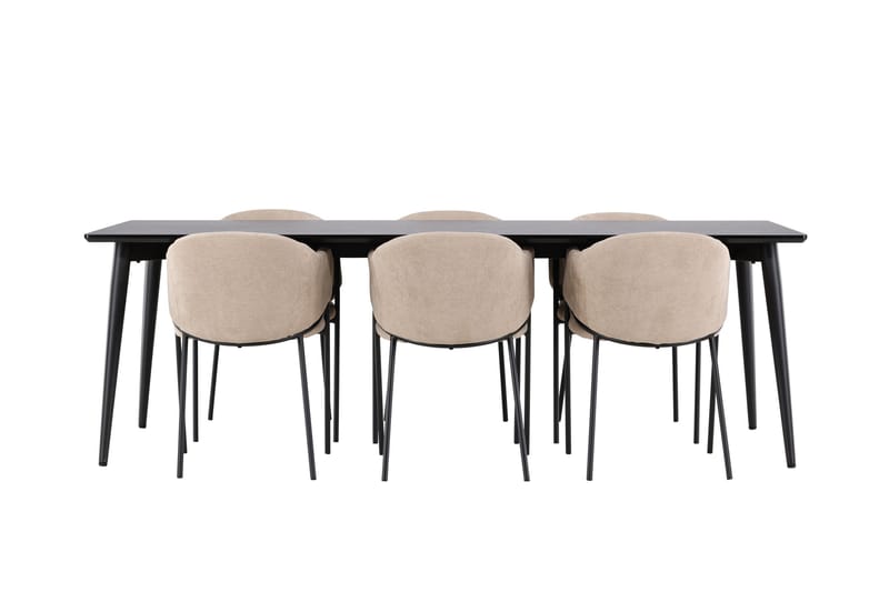 Matgrupp Ellis 230 cm Rektangulär med 6 Evelina stolar - Svart/Beige - Möbler - Bord & matgrupp - Matgrupp