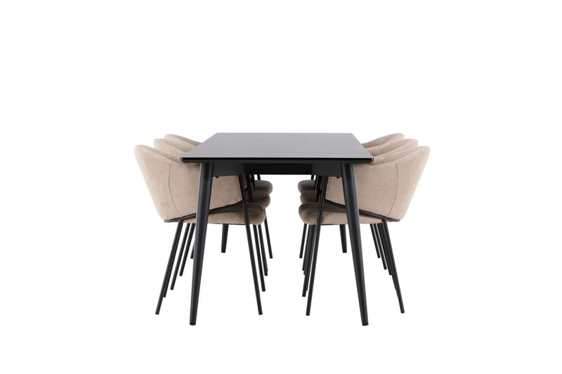 Matgrupp Ellis 230 cm Rektangulär med 6 Evelina stolar - Svart/Beige - Möbler - Bord & matgrupp - Matgrupp
