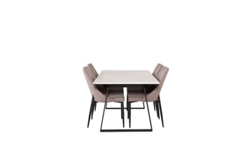 Matgrupp Estelle Rektangulärt 140x90 cm Vit Marmor / Svart med 4st Leone 2.0 Stolar - Möbler - Bord & matgrupp - Matgrupp