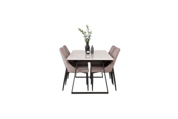 Matgrupp Estelle Rektangulärt 140x90 cm Vit Marmor / Svart med 4st Leone 2.0 Stolar - Möbler - Bord & matgrupp - Matgrupp