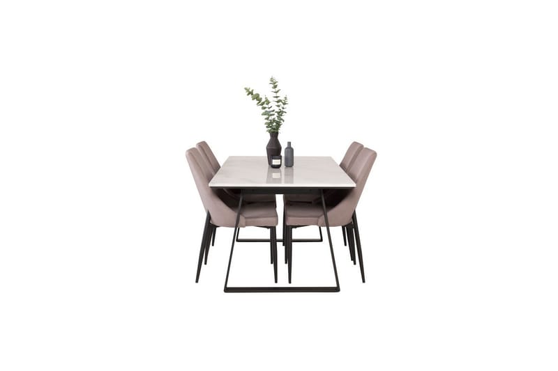 Matgrupp Estelle Rektangulärt 140x90 cm Vit Marmor / Svart med 4st Leone 2.0 Stolar - Möbler - Bord & matgrupp - Matgrupp