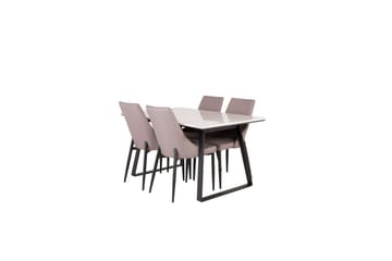 Matgrupp Estelle Rektangulärt 140x90 cm Vit Marmor / Svart med 4st Leone 2.0 Stolar - Möbler - Bord & matgrupp - Matgrupp
