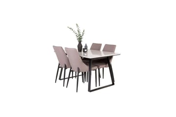 Matgrupp Estelle Rektangulärt 140x90 cm Vit Marmor / Svart med 4st Leone 2.0 Stolar - Möbler - Bord & matgrupp - Matgrupp