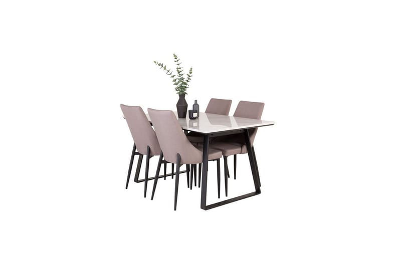 Matgrupp Estelle Rektangulärt 140x90 cm Vit Marmor / Svart med 4st Leone 2.0 Stolar - Möbler - Bord & matgrupp - Matgrupp