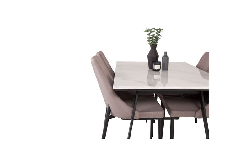 Matgrupp Estelle Rektangulärt 140x90 cm Vit Marmor / Svart med 4st Leone 2.0 Stolar - Möbler - Bord & matgrupp - Matgrupp