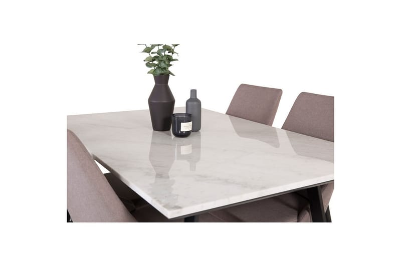 Matgrupp Estelle Rektangulärt 140x90 cm Vit Marmor / Svart med 4st Leone 2.0 Stolar - Möbler - Bord & matgrupp - Matgrupp