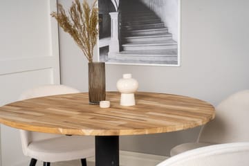 Ezra Matgrupp 100 cm Rund inkl 4 Valera Manchesterstolar - Teak/Svart/Beige - Möbler - Bord & matgrupp - Matgrupp