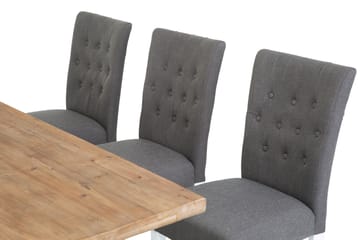 Förlängningsbar Matgrupp Yorkshire 200 cm med 6 Emmie Stol - Natur|Vit|Grå - Möbler - Bord & matgrupp - Matgrupp