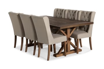 Förlängningsbar Matgrupp Yorkshire 200 cm med 6 Isolde Stol - Natur|Beige|Grå - Möbler - Bord & matgrupp - Matgrupp