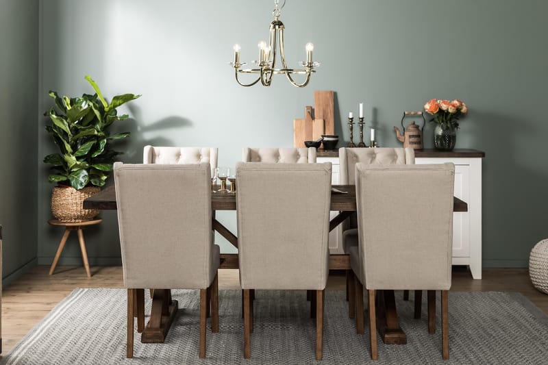 Förlängningsbar Matgrupp Yorkshire 200 cm med 6 Isolde Stol - Natur|Beige|Grå - Möbler - Bord & matgrupp - Matgrupp
