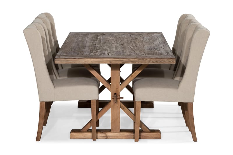 Förlängningsbar Matgrupp Yorkshire 200 cm med 6 Isolde Stol - Natur|Beige|Grå - Möbler - Bord & matgrupp - Matgrupp