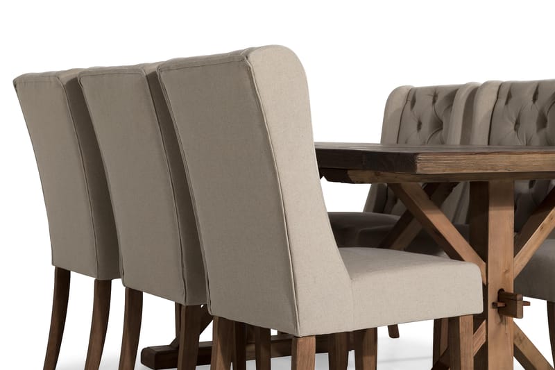 Förlängningsbar Matgrupp Yorkshire 200 cm med 6 Isolde Stol - Natur|Beige|Grå - Möbler - Bord & matgrupp - Matgrupp