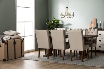 Förlängningsbar Matgrupp Yorkshire 200 cm med 6 Isolde Stol - Natur|Beige|Grå - Möbler - Bord & matgrupp - Matgrupp