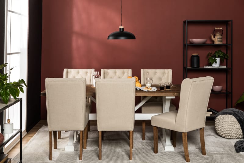 Förlängningsbar Matgrupp Yorkshire 200 cm med 6 Isolde Stol - Natur|Vit|Beige - Möbler - Bord & matgrupp - Matgrupp