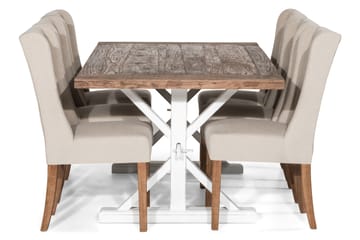 Förlängningsbar Matgrupp Yorkshire 200 cm med 6 Isolde Stol - Natur|Vit|Beige - Möbler - Bord & matgrupp - Matgrupp