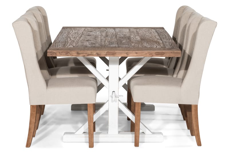 Förlängningsbar Matgrupp Yorkshire 200 cm med 6 Isolde Stol - Natur|Vit|Beige - Möbler - Bord & matgrupp - Matgrupp