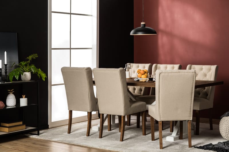 Förlängningsbar Matgrupp Yorkshire 200 cm med 6 Isolde Stol - Natur|Vit|Beige - Möbler - Bord & matgrupp - Matgrupp