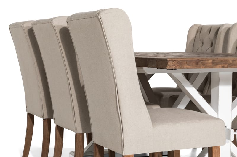 Förlängningsbar Matgrupp Yorkshire 200 cm med 6 Isolde Stol - Natur|Vit|Beige - Möbler - Bord & matgrupp - Matgrupp
