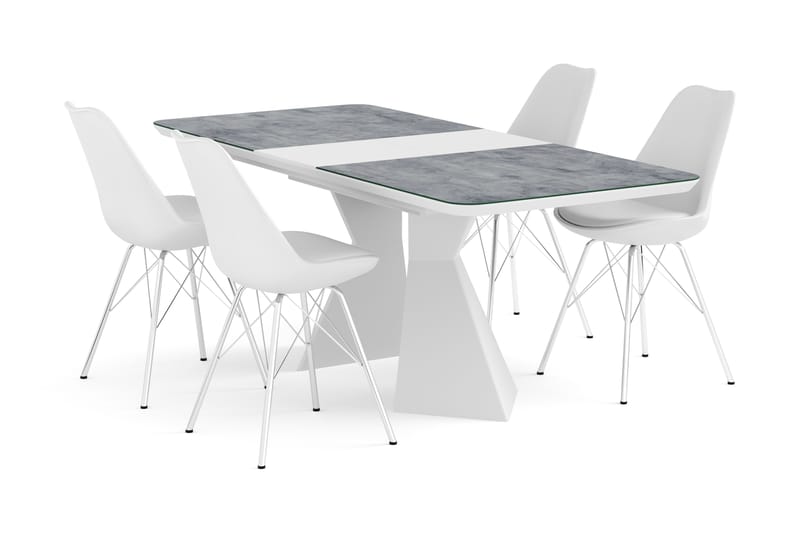Förlängningsbart Matbord Xia 160 cm Glas Med 4 st Matstol Sc - Matgrupp