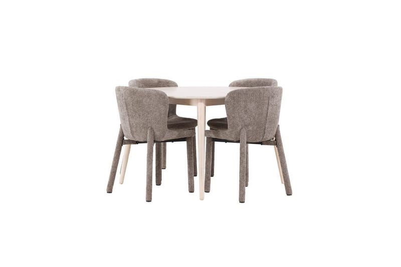 Matgrupp Flora Runt 120 cm Vit med 4st Astoria Stolar Brun, Brun