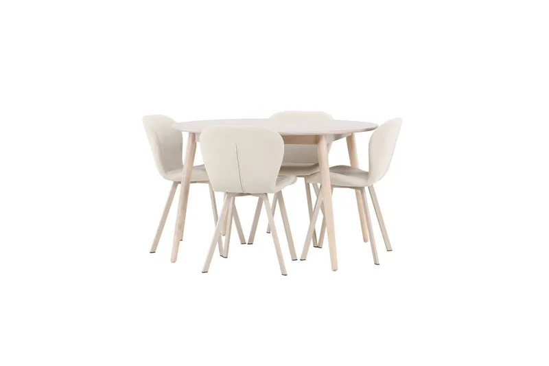 Matgrupp Flora Runt 120 cm Vit med 4st Lilja Stolar - Möbler - Bord & matgrupp - Matgrupp