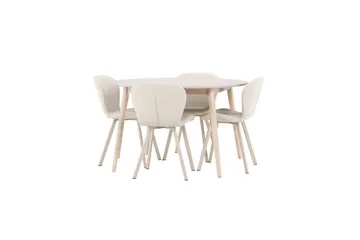 Matgrupp Flora Runt 120 cm Vit med 4st Lilja Stolar - Möbler - Bord & matgrupp - Matgrupp