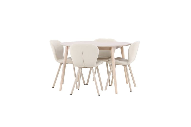 Matgrupp Flora Runt 120 cm Vit med 4st Lilja Stolar - Möbler - Bord & matgrupp - Matgrupp