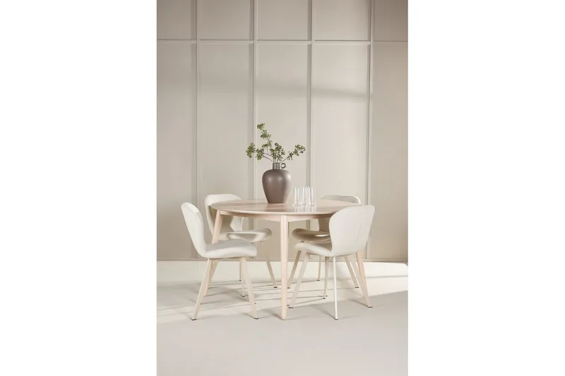 Matgrupp Flora Runt 120 cm Vit med 4st Lilja Stolar - Möbler - Bord & matgrupp - Matgrupp