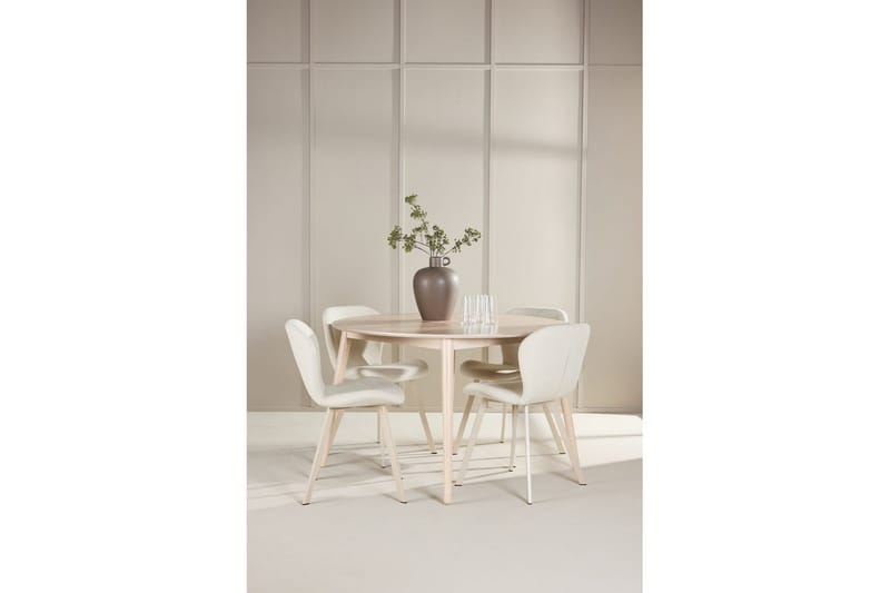 Matgrupp Flora Runt 120 cm Vit med 4st Lilja Stolar - Möbler - Bord & matgrupp - Matgrupp