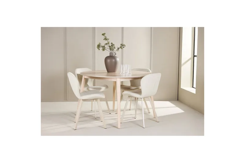 Matgrupp Flora Runt 120 cm Vit med 4st Lilja Stolar - Möbler - Bord & matgrupp - Matgrupp