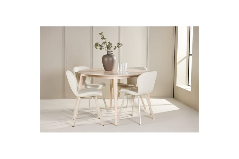 Matgrupp Flora Runt 120 cm Vit med 4st Lilja Stolar - Möbler - Bord & matgrupp - Matgrupp