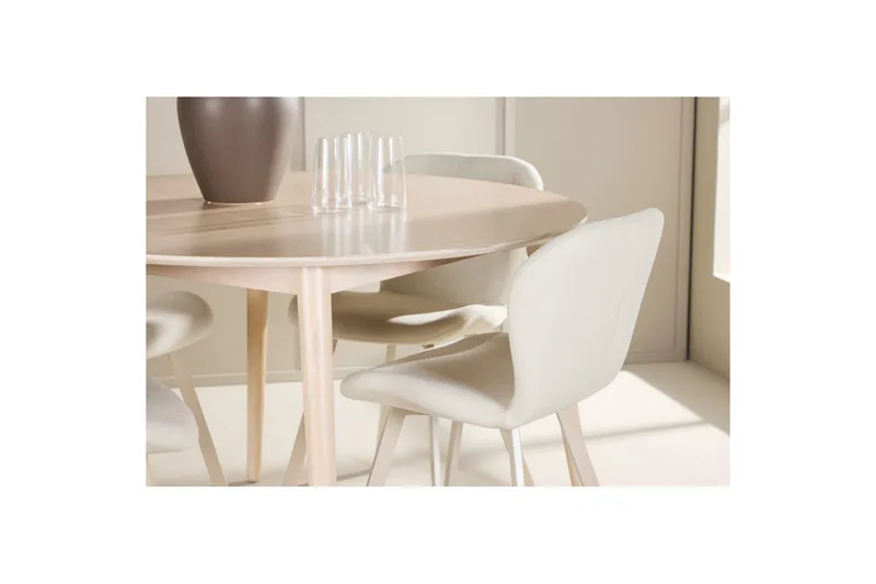 Matgrupp Flora Runt 120 cm Vit med 4st Lilja Stolar - Möbler - Bord & matgrupp - Matgrupp