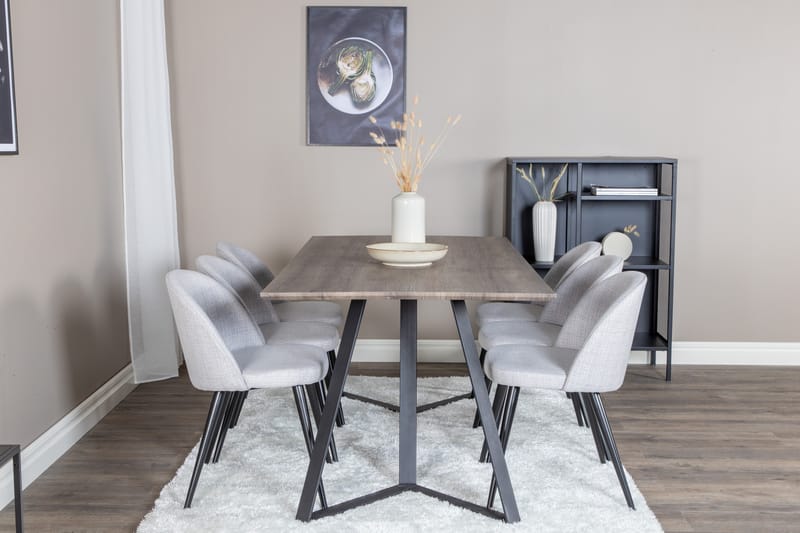 Matgrupp Granville 180 cm Rektangulär med 6 Longreone Stolar - Svart - Möbler - Bord & matgrupp - Matgrupp
