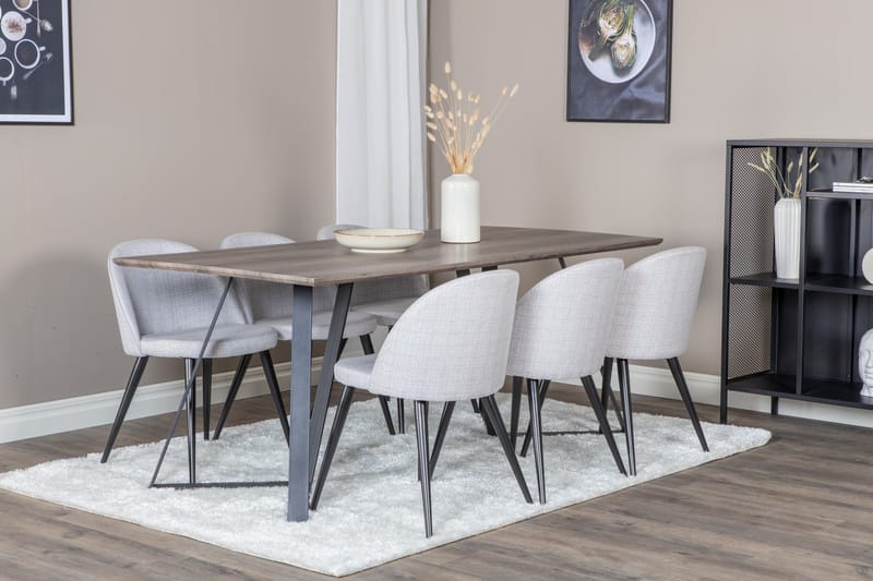 Matgrupp Granville 180 cm Rektangulär med 6 Longreone Stolar - Svart - Möbler - Bord & matgrupp - Matgrupp